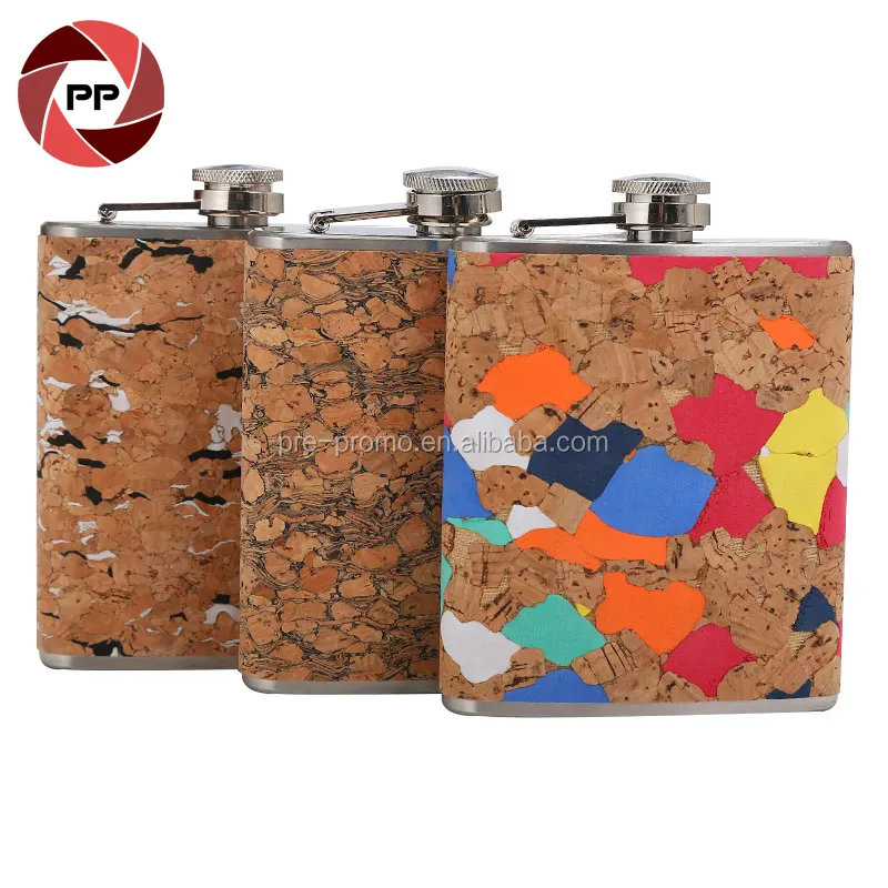 6oz customized stainless steel PU leather hip flask