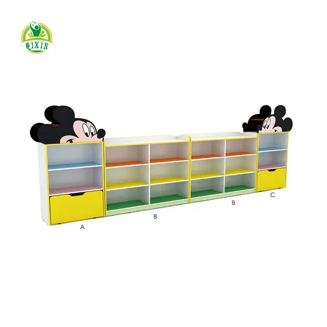 Popular mickey style kids toy cabinet (QX-199A)/toy shelf/wooden toy cabinet