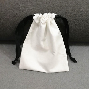 白色棉抽绳袋帆布拉线袋 - Product Image 3