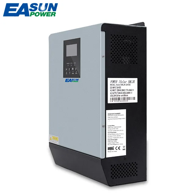 EASUN الطاقة 3KVA الشمسية العاكس 2400W 24V 220V الهجين العاكس النقي موجة جيبية المدمج في MPPT جهاز تحكم يعمل بالطاقة الشمسية شاحن بطارية