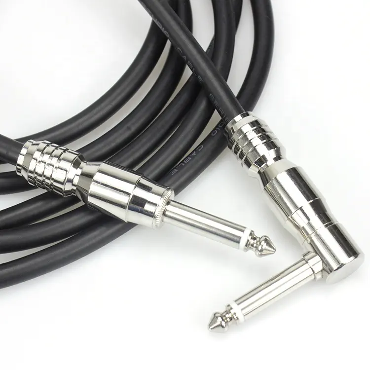 OEM kabel gitar listrik, lurus ke sudut kanan colokan 1/4 inci untuk alat musik