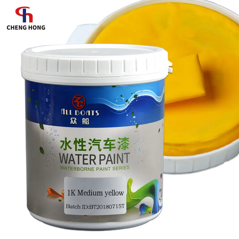 Watergedragen verf metallic lak top coat acryl/polyurethaan geel watergedragen coating
