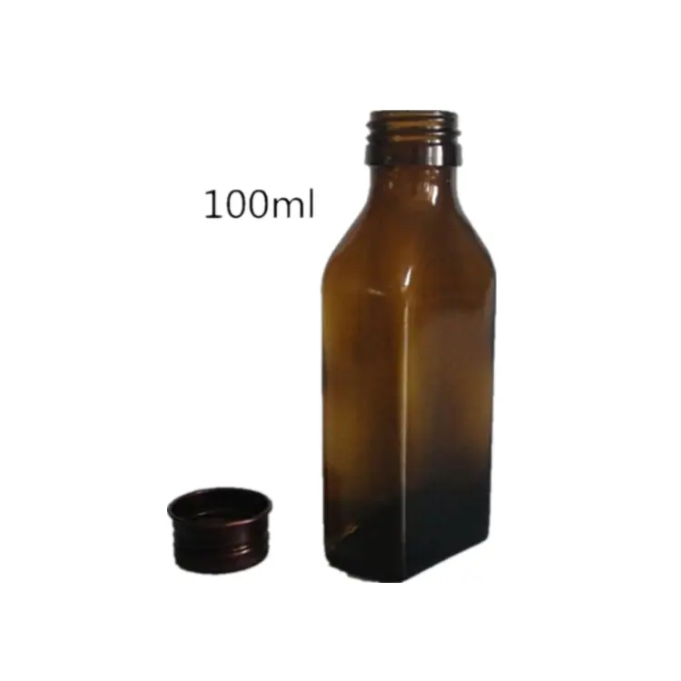 Xarope de vidro âmbar 100ml, garrafa de vidro por atacado
