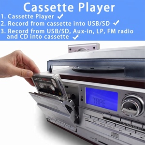 多转盘播放器和乙烯基播放器与 CD 播放器/USB/SD 记录/AUX 输入/无线电/ 盒式磁带 - Product Image 6
