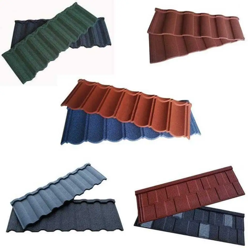 Panneaux de verrouillage de ciment, carreaux de toit en métal revêtu de pierre, style classique, couleur galvaloume