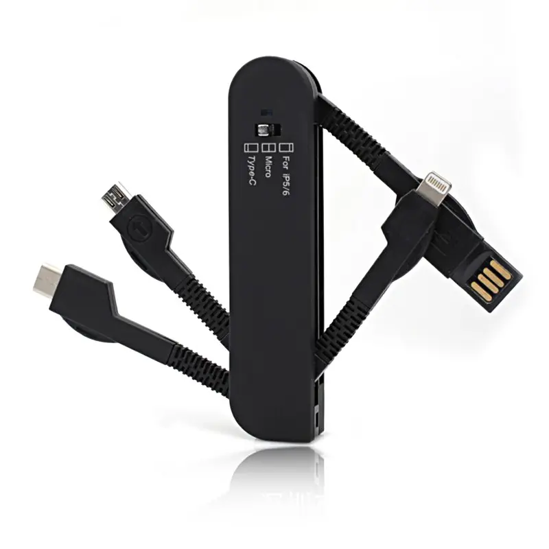 Tùy chỉnh Đa Chức Năng Sạc Cáp Thụy Sĩ Con Dao Quân Đội Phong Cách Sạc 3 Trong 1 USB Cáp Dữ Liệu