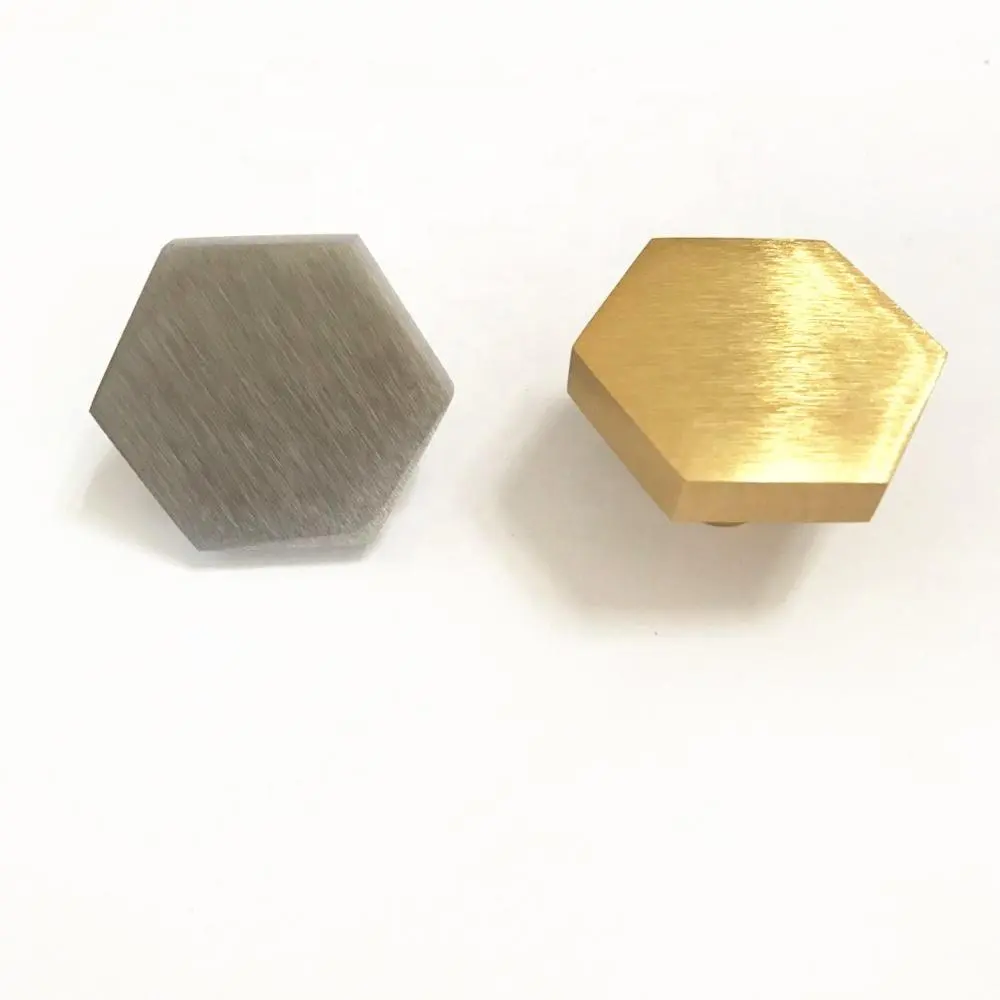 Meilv pincel para armário, design hexagonal em níquel e ouro, cor latão de 38x38mm, botão para guardar