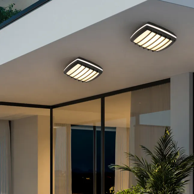 Plafonnier LED avec capteur de mouvement, design moderne, luminaire d'extérieur, idéal pour un plafond, nouveau modèle, IP54