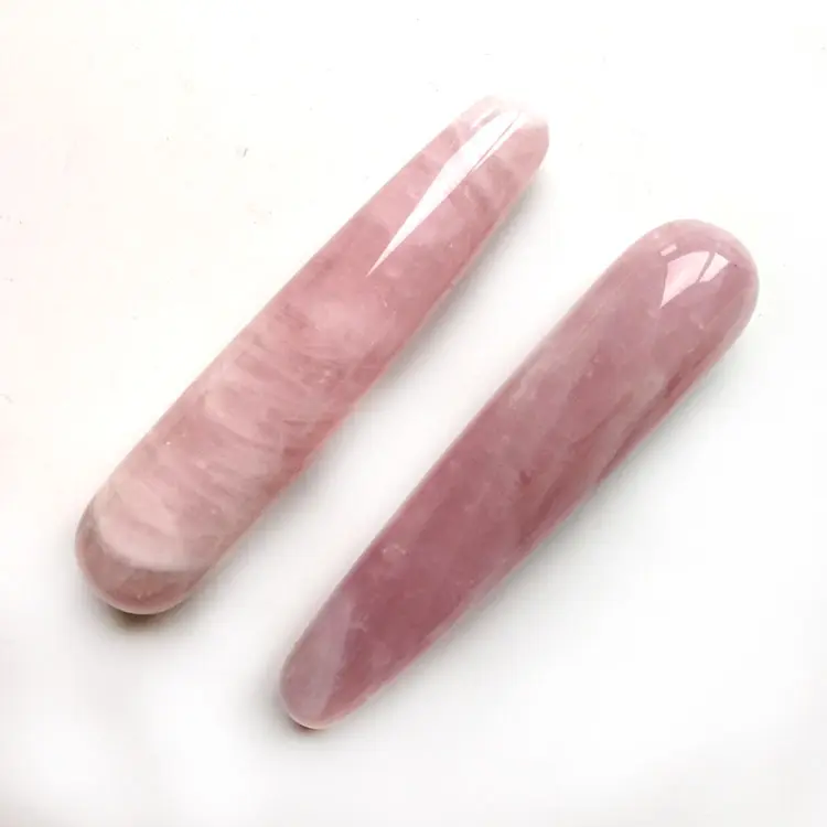 Varita de masaje de cuarzo rosa Natural, masajeador de cristal Kegel, venta al por mayor
