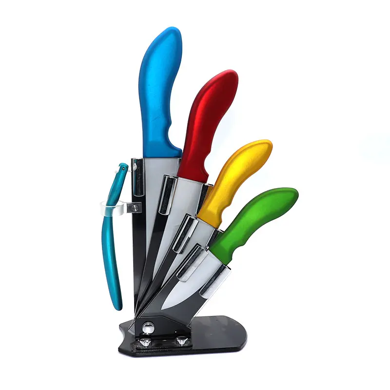 Высокое качество 5 шт. металлическая краска ручка фрукты покрытие керамические набор кухонных ножей