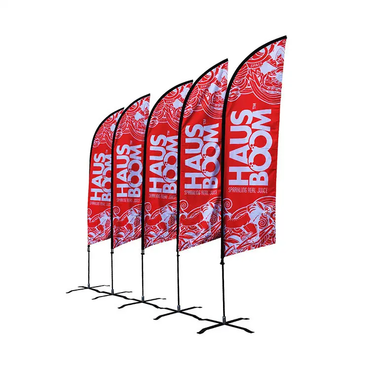 Banderas de plumas hechas a medida Huiyi, banderas de plumas para exteriores de publicidad de doble cara para promoción