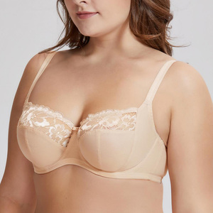 Floral Lace Plus ขนาด Underwire Balconette Bra Plus ขนาด E F G H ผู้หญิง Non ลูกไม้ Bra - Product Image 5