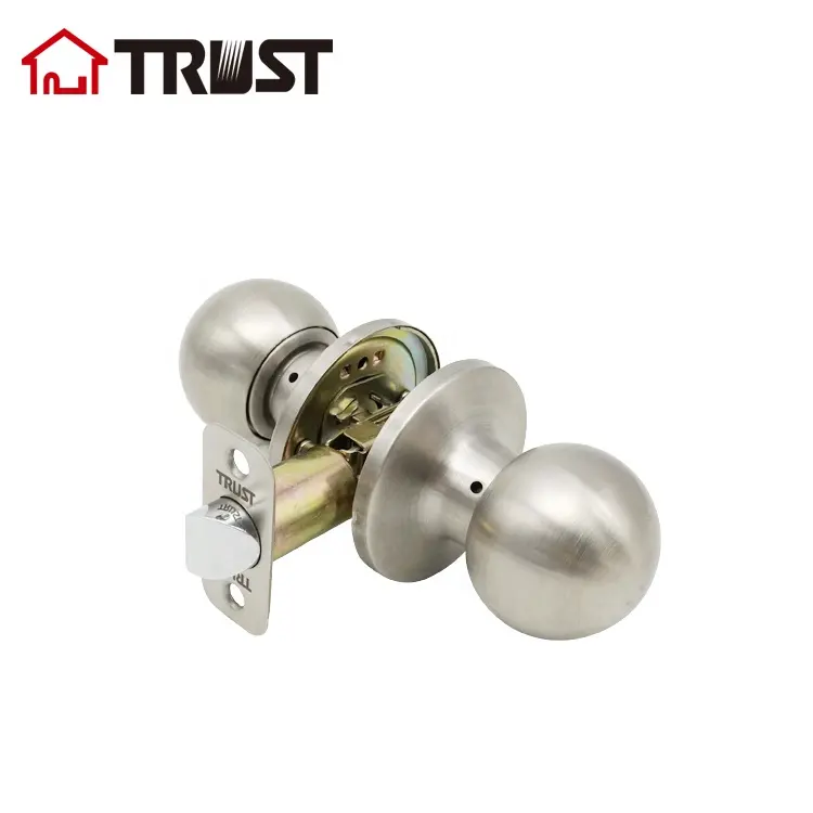 TRUST 6873-SS-pomo Tubular de estilo americano, cerradura de puerta ANSI grado 3, cerradura de perilla redonda de entrada con llave