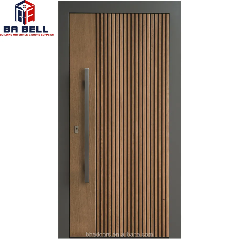 Porte d'entrée en bois massif, design moderne et simple, porte de villa indonésien pour maison