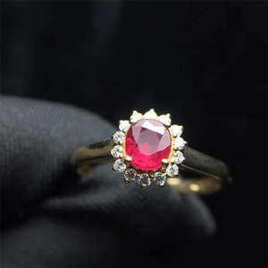 18 k זהב סרי לנקה למעלה-כיתה 0.65ct טבעי אדום סגלגל facetted לחתוך רובי דרום אפריקה יהלום אמיתי עדין פרח נשי טבעת