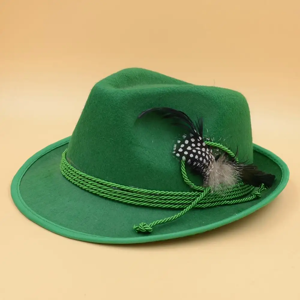 MH-3016 Classico Tradizionale Costume Vintage Tedesco Oktoberfest Bavarese Alpino Hunter Cappello di Feltro Fedora Verde