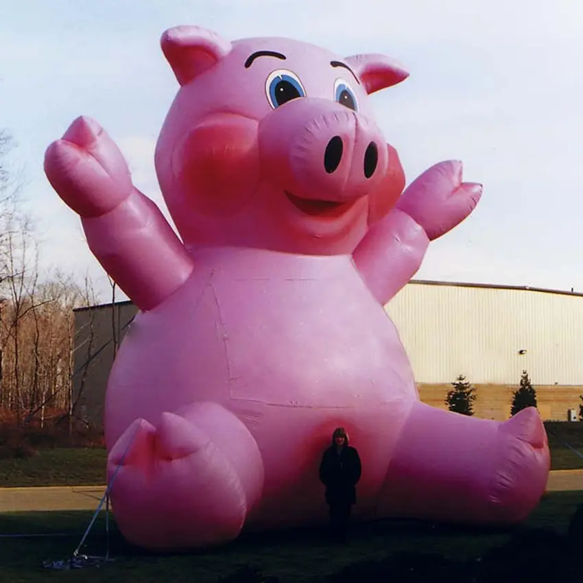 Publicidad de cerdo sentado inflable a precio de fábrica, cerdo de pie inflable