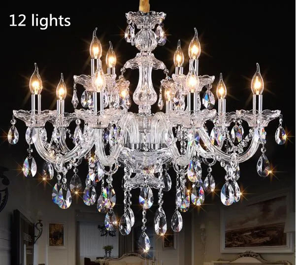 Tradizionale 12 lampadine chiaro cristal luce di soffitto lampadario di lusso