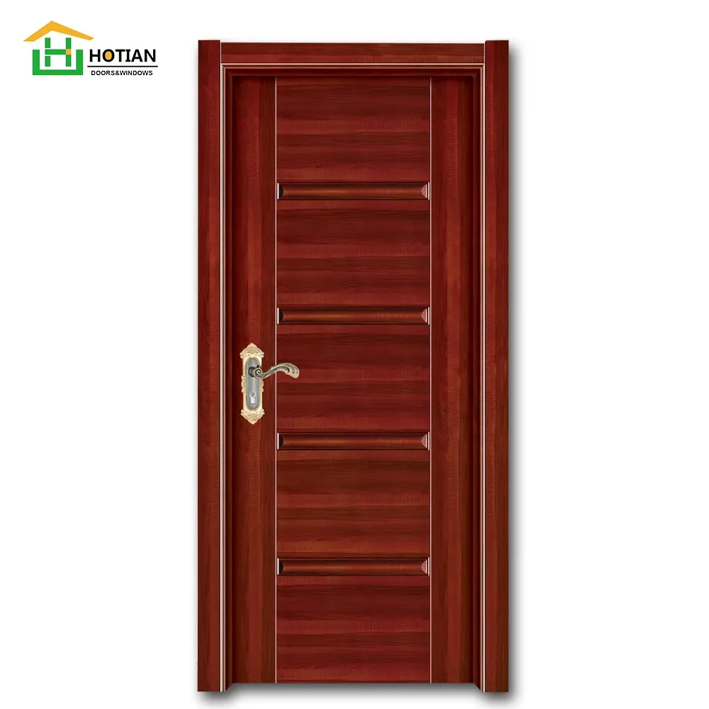 De madera de teca de entrada de madera maciza diseños de puertas de madera puerta de la habitación de los modelos de la piel de madera de la puerta