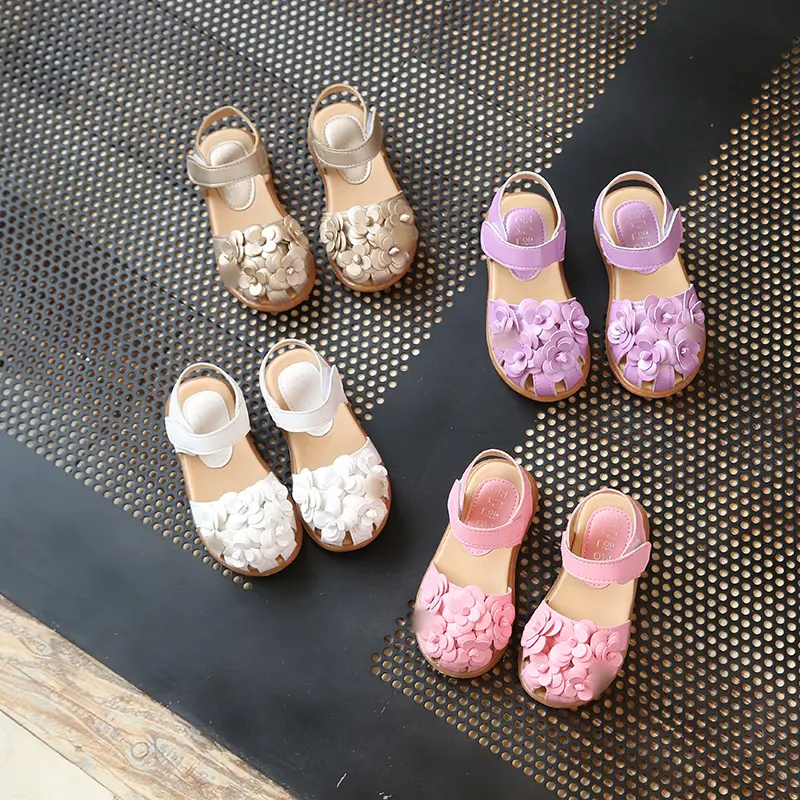 Taglie 15-25 sandali per bambini scarpe per bambini sandali per bambine e bambine scarpe basse da principessa con fiori all'ingrosso nuovi sandali da ragazza