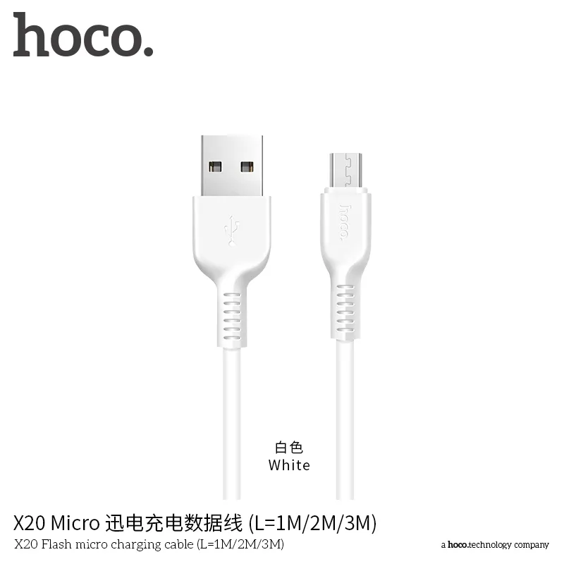 Hoco X20 Flash1M/2M/3M 2.0A Cable de carga para el Cable Micro