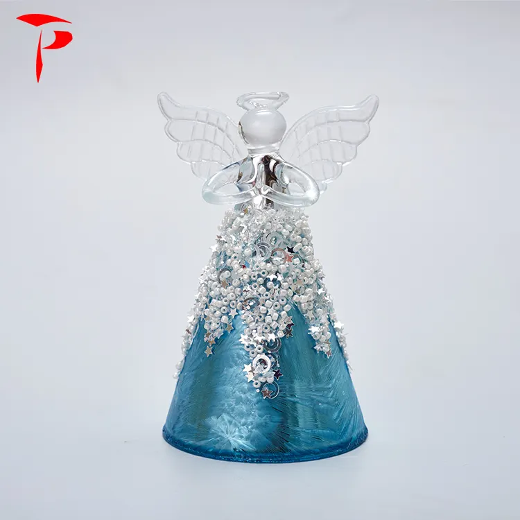 แก้ว Handblown Angel เครื่องประดับคริสต์มาสขนาดเล็ก Angel Angel Figurines