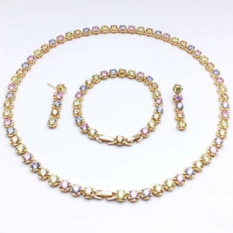 set 99 yiwu store xuping 18k gold plated Rainbow color jewelry set bridal jewelry set
