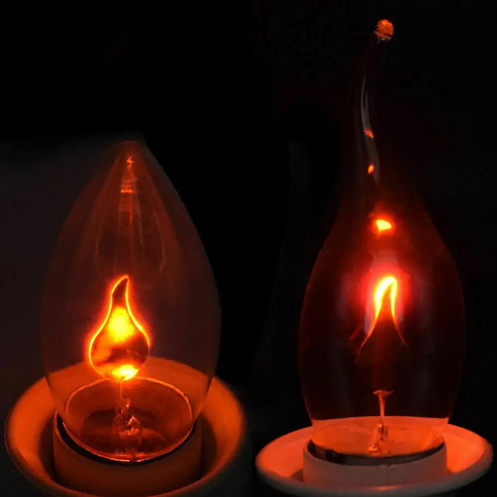3W Vintage parpadeo fuego llama bombillas de luz de vela E14 E27 lámparas de vela decorativas