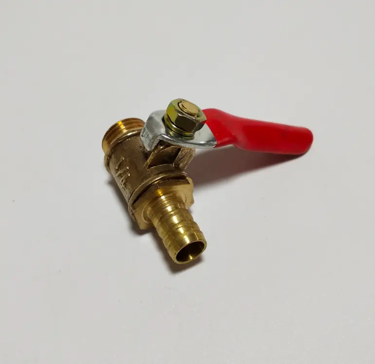Factory direct sales pneumatic tools 1/4'' internal male thread with hose barb connector brass ball valve joint pipe fitting