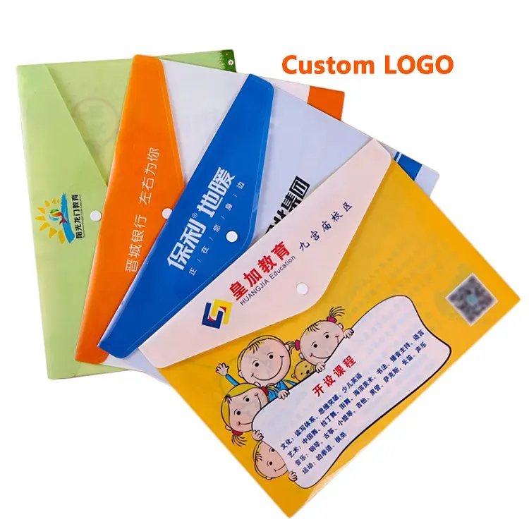 Clear Document folder with Snaps Buttons Transparent Document Bag Promotional Envelope File Folder with Custom Logo designs