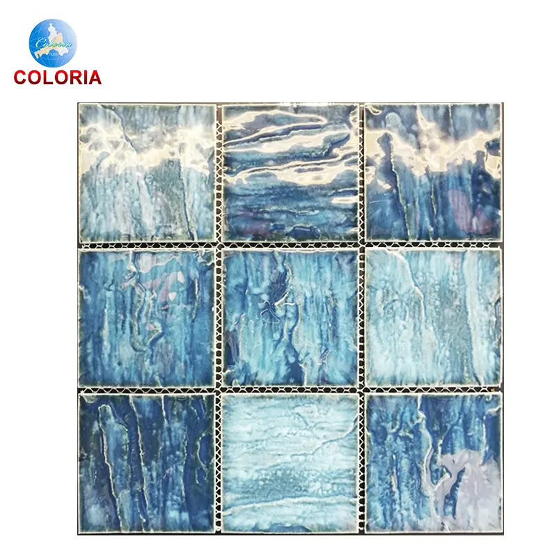 Série azul de cerâmica tamanho grande natação azulejo piscina 100x100mm