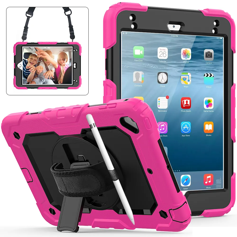 High quality rugged handle belt case for iPad mini 5 front screen protector sleeve pouch
