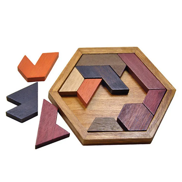 Juego de inteligencia de madera, puzle poligonal, juguete para adultos y niños