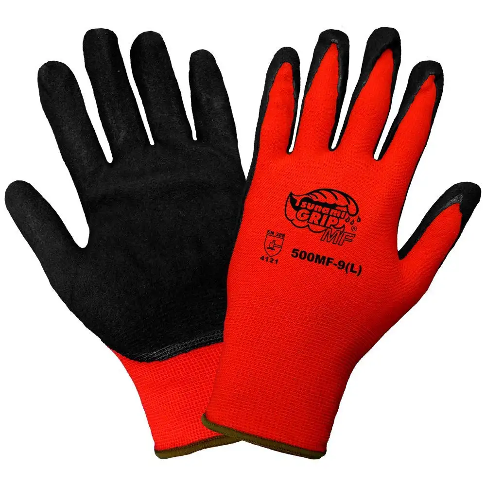 China half latex foamed coated hand job gloves wholesale manufacturers