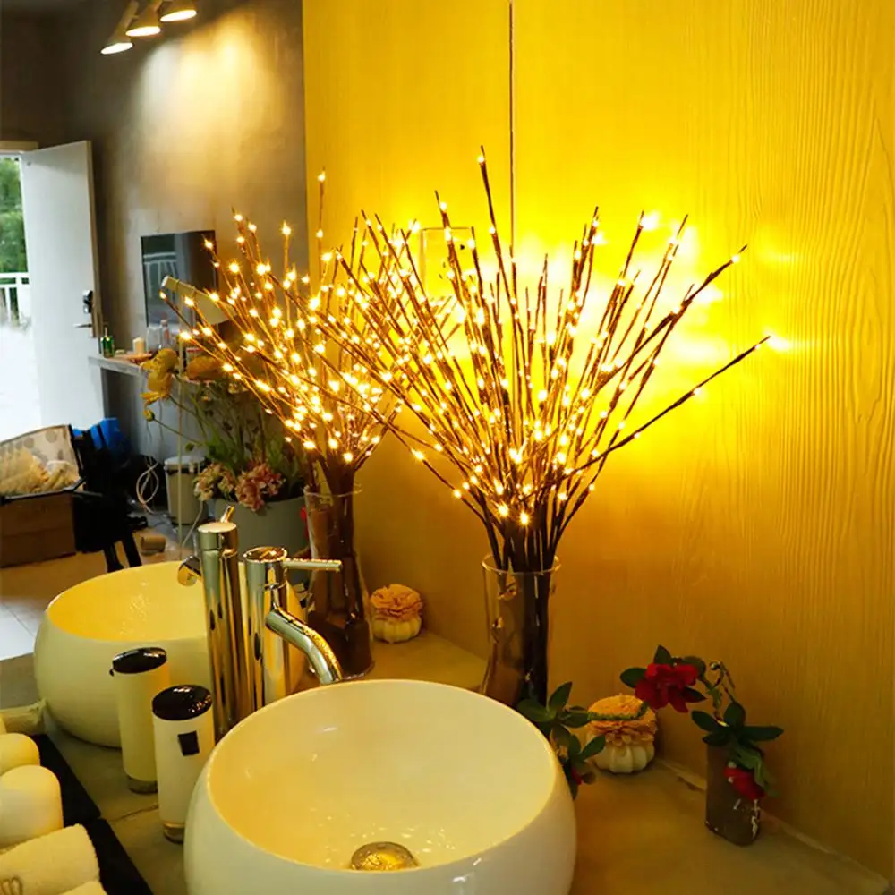 20 LEDs Willow Tree Branch โคมไฟ,ไฟคริสต์มาสลายดอกไม้ไฟสำหรับใช้ในวันหยุด