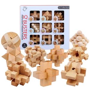 Children <strong>Brain</strong> Teaser Educational <strong>Toy</strong> 9pcs/set Beech Handmade Vintage China Kongming Lock Luban Lock Wooden Puzzle 3D <strong>Toys</strong>