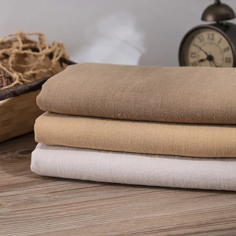 Preço de fábrica a granel tecido de linho puro para camisas 100% lavado natural macio para roupas de resort por atacado