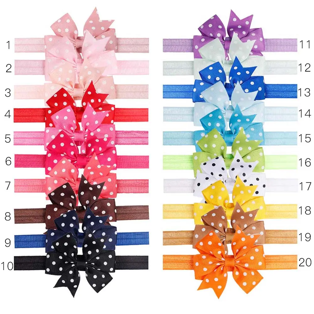 3 Inch Lovely Elastic Hairband with Polka Dots for Infant Baby Colorful Pinwheel Shape Stretch Newborn Ribbon Headband