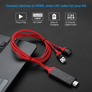手机到HDMI电视电缆支持iOS和Android到1080P HDTV线，用于iOS和Android和类型C USB 3.1设备 - Product Image 2