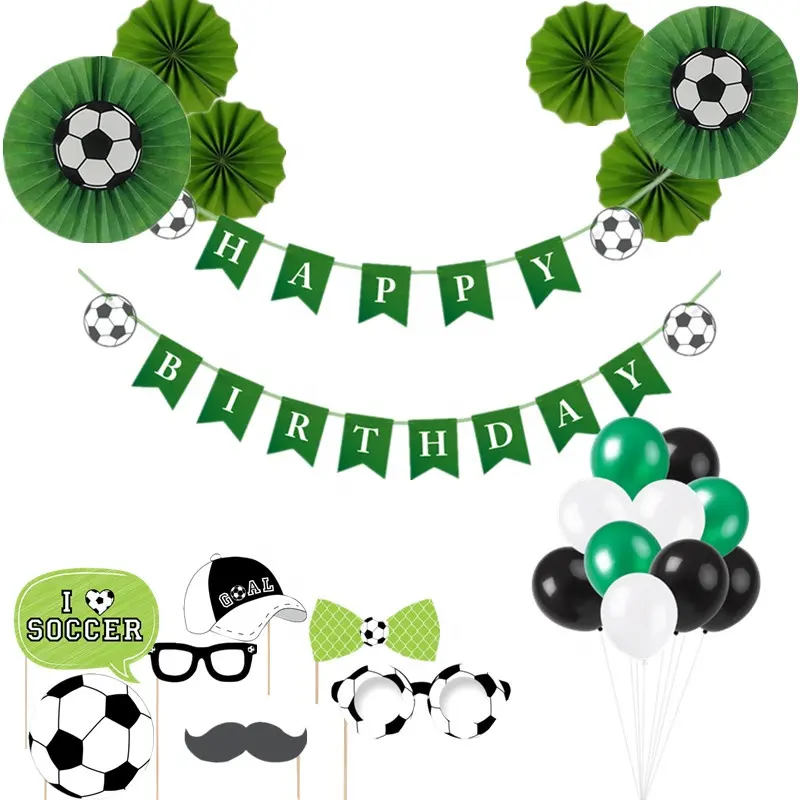 Suministros para decoración de fiesta de cumpleaños con tema de fútbol