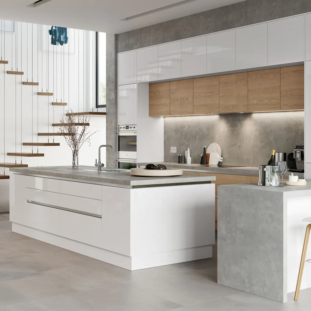 Vermonhouzz Moderna Bianco Laccato Lucido Maniglie Armadio Da Cucina Hotel di Design Da Cucina