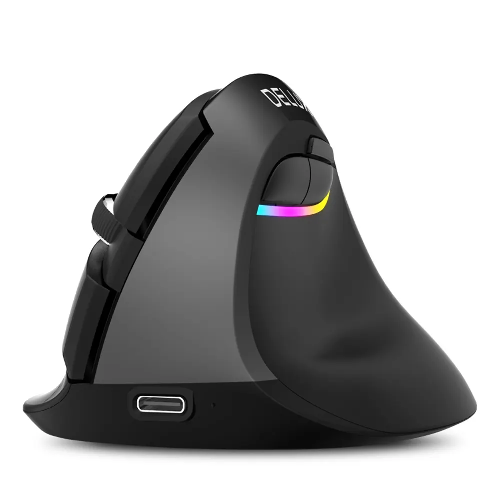 Delux — souris de jeu ergonomique verticale sans fil, Rechargeable par USB, pour ordinateur, nouveauté 2020