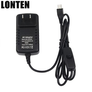Lonten Raspberry Pi 3 B + Power Supply 5 V 3A Tasto di Interruttore Micro USB Adattatore del Caricatore di Potere DEGLI STATI UNITI UE UK AU Spina per Raspberry Pi 3 Mo