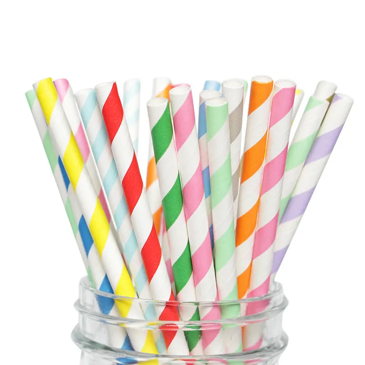 Online migliore vendita Carious bere decorazioni feste feste di compleanno matrimoni Stripe Paper Straw Drinking
