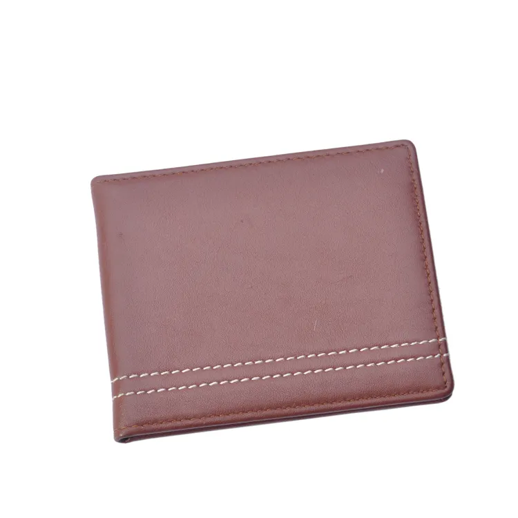 패션 울트라 얇은 디자인 울트라 소프트 작은 RFID 남자의 갈색 정품 가죽 카드 지갑
