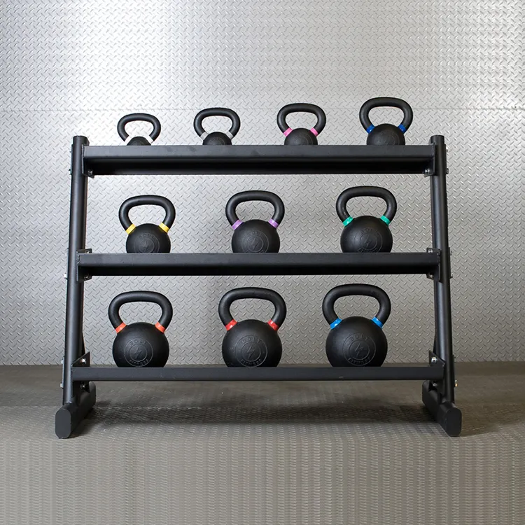 Fitness Commercial Gym Bodybuilding Equipment 3 Layer Kettlebell Storage Rack