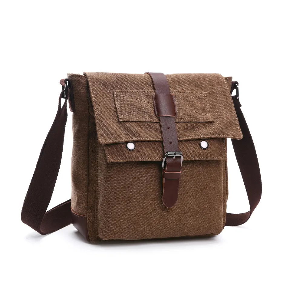 Bolso bandolera vintage de lona para hombre, estilo coreano