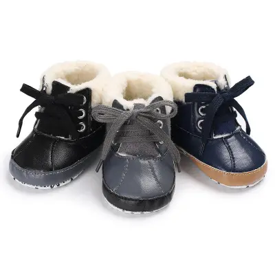 Hao Bébé Hiver 0-1 Ans Bébé Plus Velours Chaud Bottes de Neige Chaussures à Fond Mou Antidérapant babyToddler Chaussures