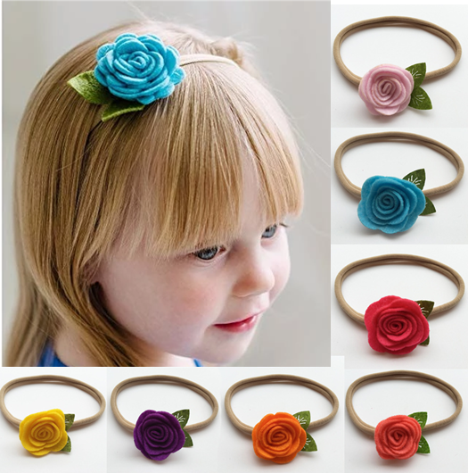 Die Cut Loose Felt Rosettes Flower Shapes DIY Headbands 4PCS 1.25" and 1" 3D Felt Rose Flower
