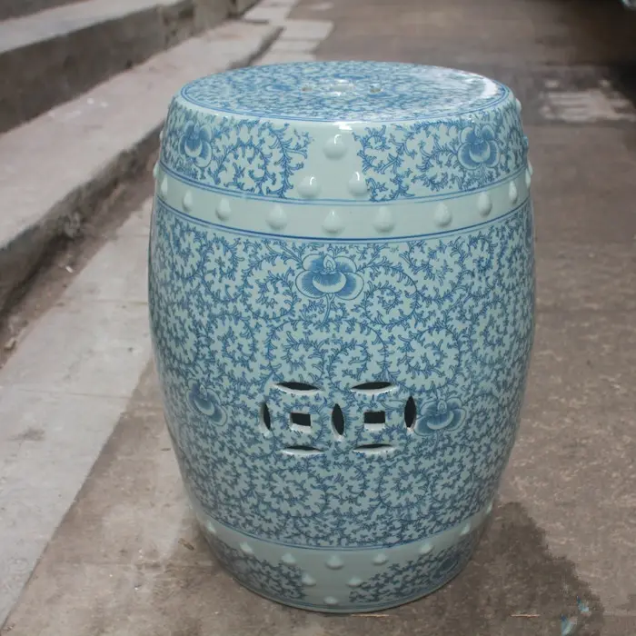 Antique Bleu et blanc de haute qualité peinture à la main en porcelaine tabouret de jardin en céramique